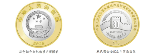 抗战胜利80周年纪念币 参考图