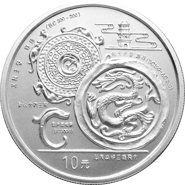 龙的文化金银纪念币1盎司圆形银质纪念币 正面图