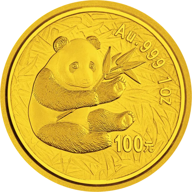 2000版熊猫金银纪念币1盎司圆形金质纪念币 正面图