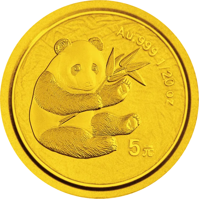 2000版熊猫金银纪念币1/20盎司圆形金质纪念币 正面图