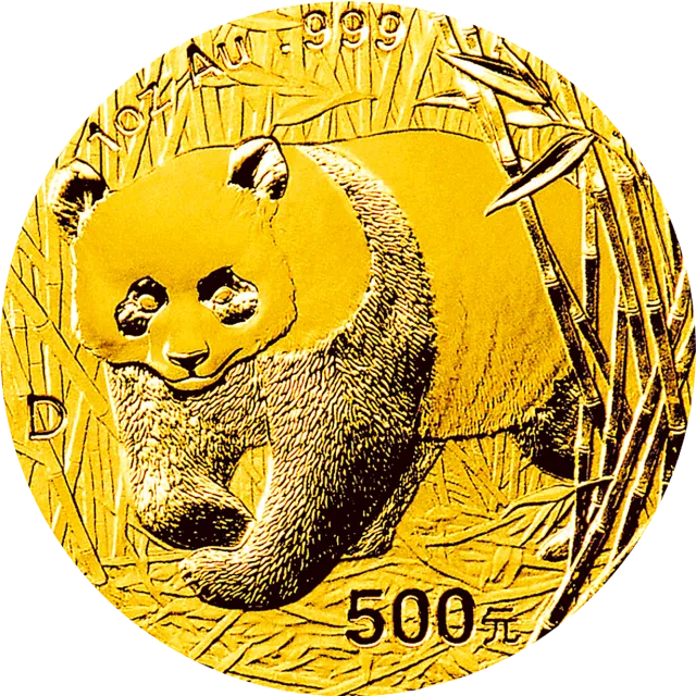 2001版熊猫金银纪念币1盎司金质纪念币 正面图