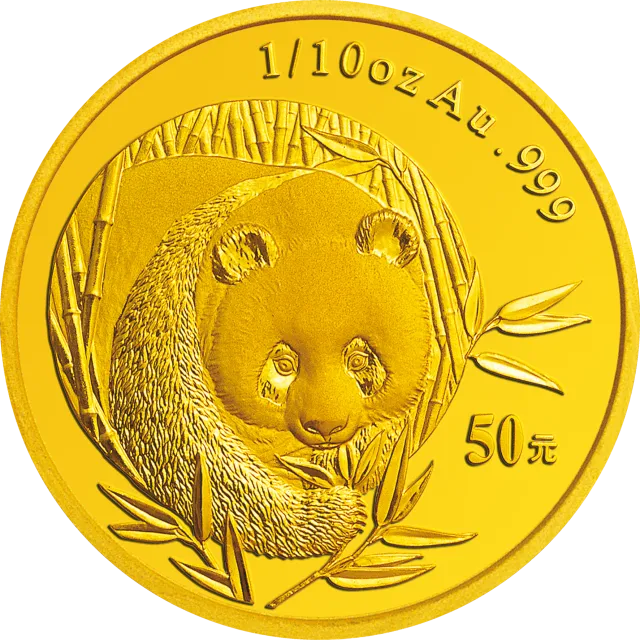 2003版熊猫贵金属纪念币1/10盎司圆形金质纪念币 正面图