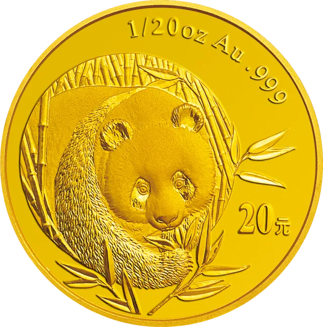 2003版熊猫贵金属纪念币1/20盎司圆形金质纪念币 正面图