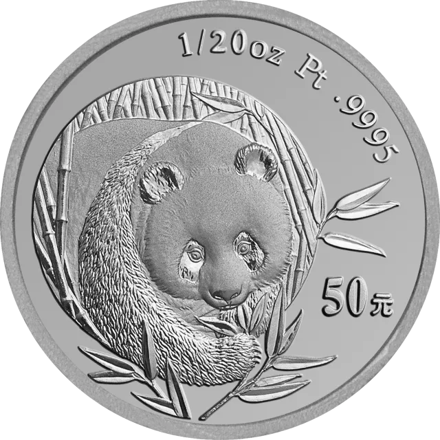 2003版熊猫贵金属纪念币1/20盎司圆形铂质纪念币 正面图