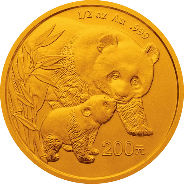 2004版熊猫贵金属纪念币1/2盎司圆形金质纪念币 正面图