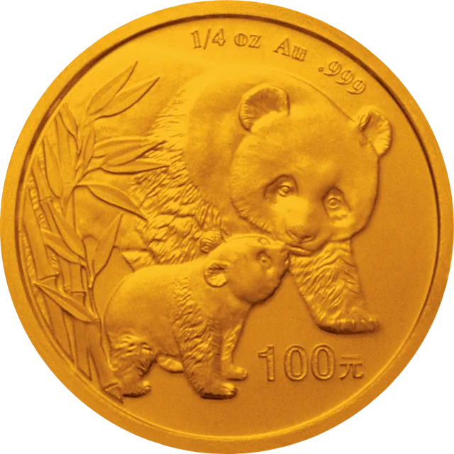 2004版熊猫贵金属纪念币1/4盎司圆形金质纪念币 正面图