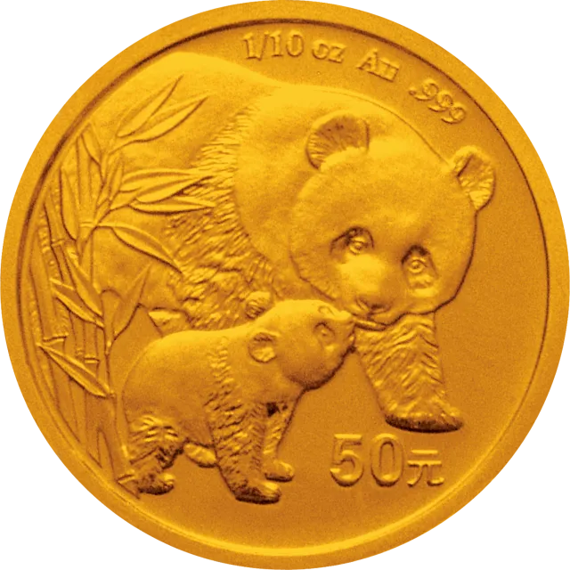 2004版熊猫贵金属纪念币1/10盎司圆形金质纪念币 正面图