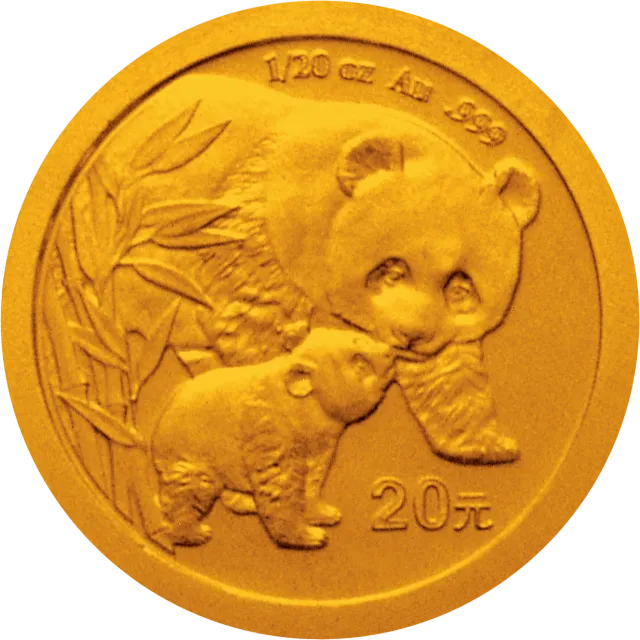 2004版熊猫贵金属纪念币1/20盎司圆形金质纪念币 正面图