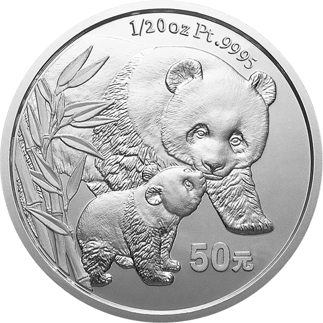 2004版熊猫贵金属纪念币1/20盎司圆形铂质纪念币 正面图