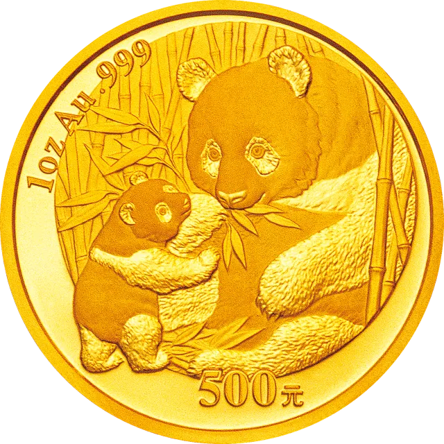 2005版熊猫贵金属纪念币1盎司金币 正面图