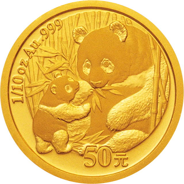 2005版熊猫贵金属纪念币1/10盎司金币 正面图