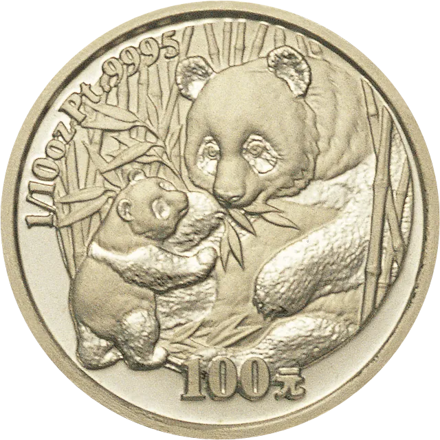 2005版熊猫贵金属纪念币1/10盎司铂币 正面图