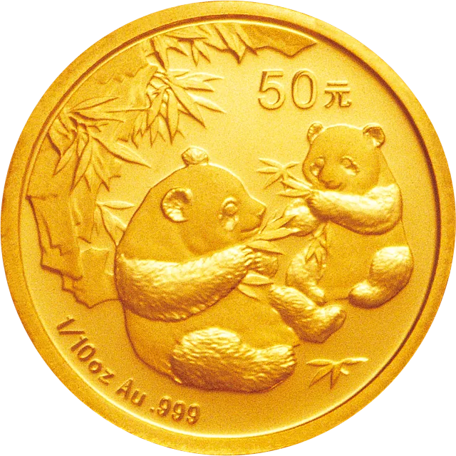 2006版熊猫金银纪念币1/10盎司金币 正面图