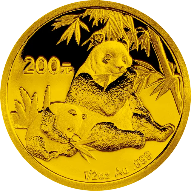 2007版熊猫金银纪念币1/2盎司圆形金质纪念币 正面图
