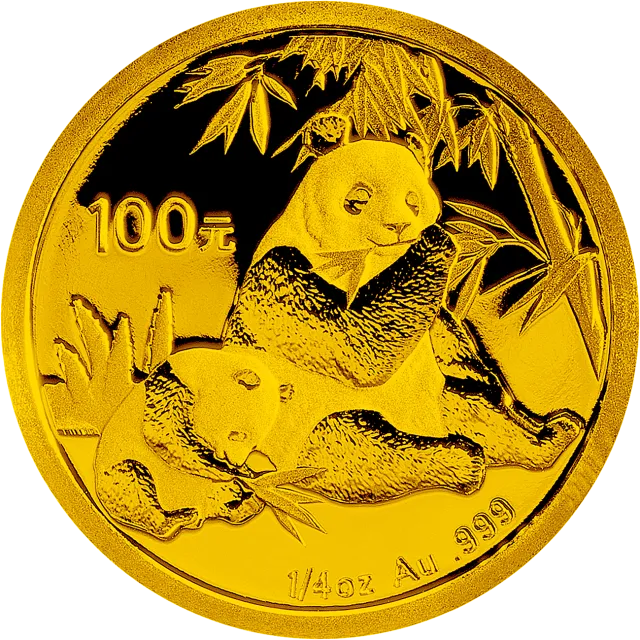 2007版熊猫金银纪念币1/4盎司圆形金质纪念币 正面图