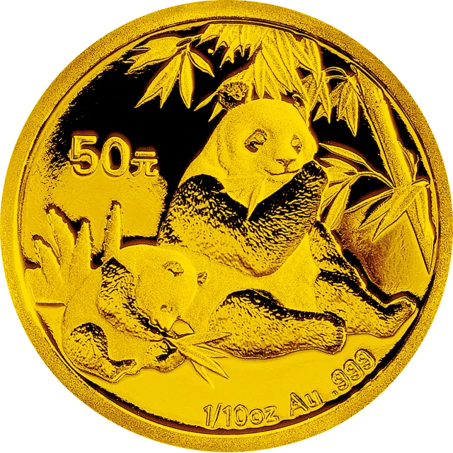2007版熊猫金银纪念币1/10盎司圆形金质纪念币 正面图