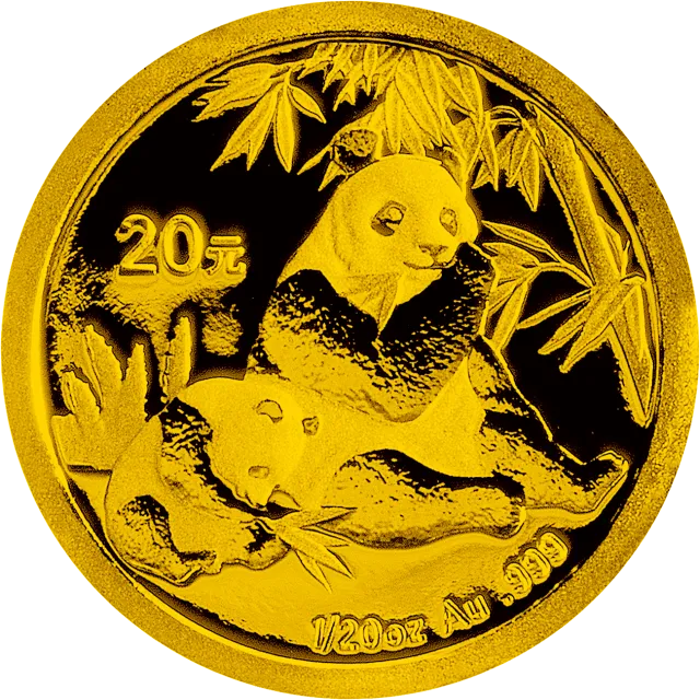 2007版熊猫金银纪念币1/20盎司圆形金质纪念币 正面图