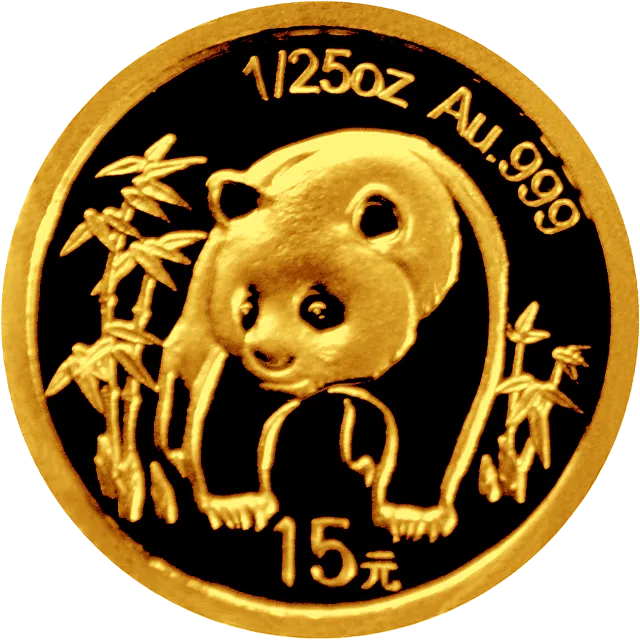 中国熊猫金币发行25周年金银纪念币1/25盎司圆形金质纪念币 正面图