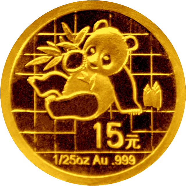 中国熊猫金币发行25周年金银纪念币1/25盎司圆形金质纪念币 正面图