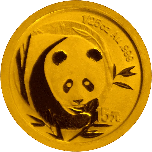 中国熊猫金币发行25周年金银纪念币1/25盎司圆形金质纪念币 正面图