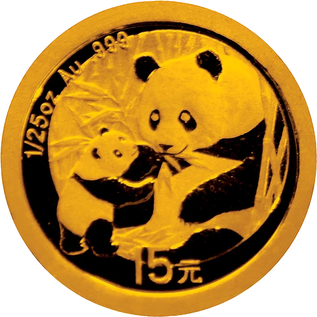 中国熊猫金币发行25周年金银纪念币1/25盎司圆形金质纪念币 正面图