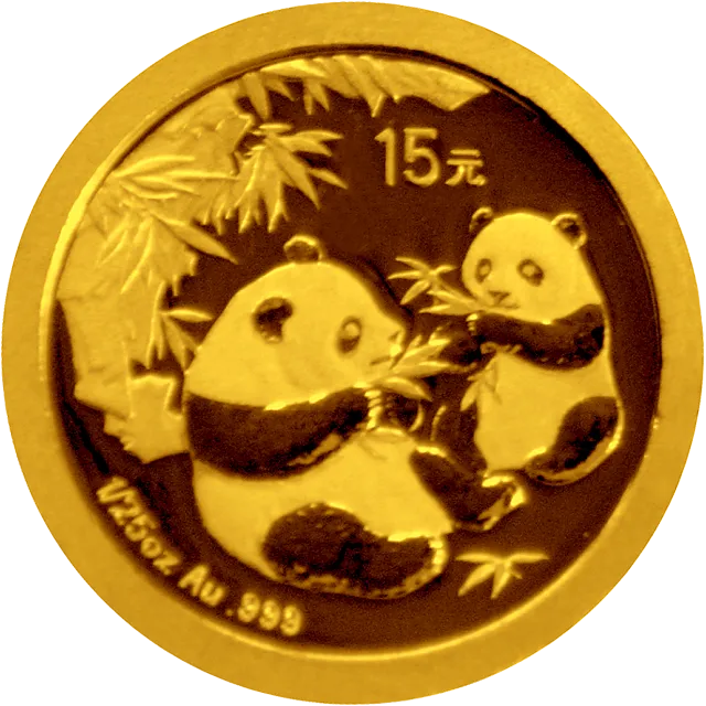 中国熊猫金币发行25周年金银纪念币1/25盎司圆形金质纪念币 正面图
