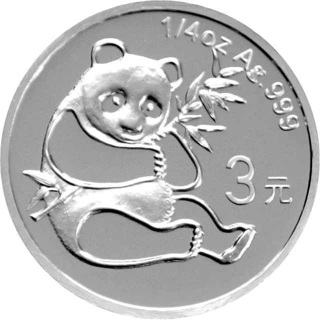 中国熊猫金币发行25周年金银纪念币1/4盎司圆形银质纪念币 正面图