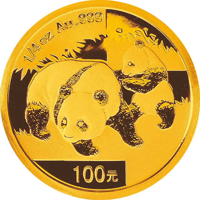 2008版熊猫金银纪念币1/4盎司圆形金质纪念币 正面图