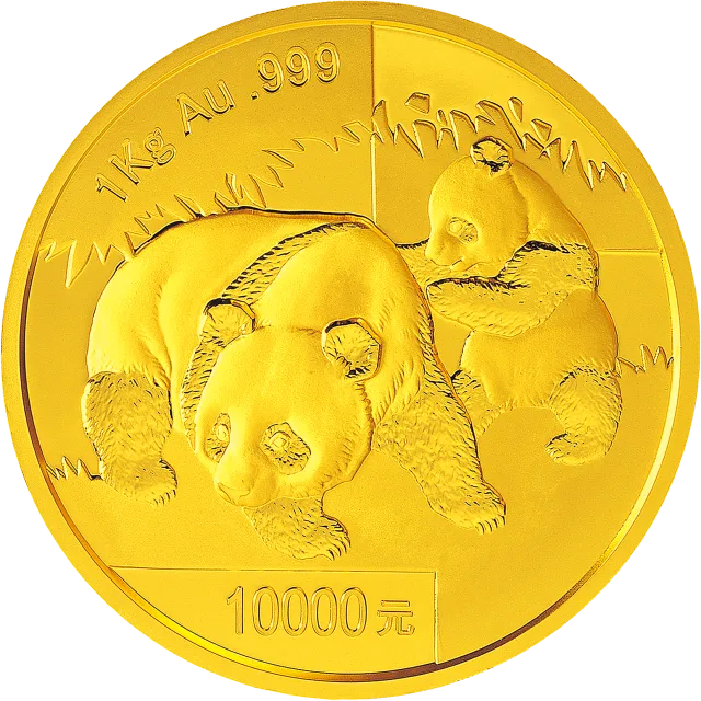 2008版熊猫金银纪念币1公斤圆形金质纪念币 正面图