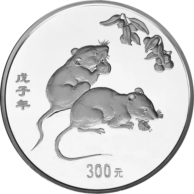 2008中国戊子(鼠)年1公斤纪念银币 正面图