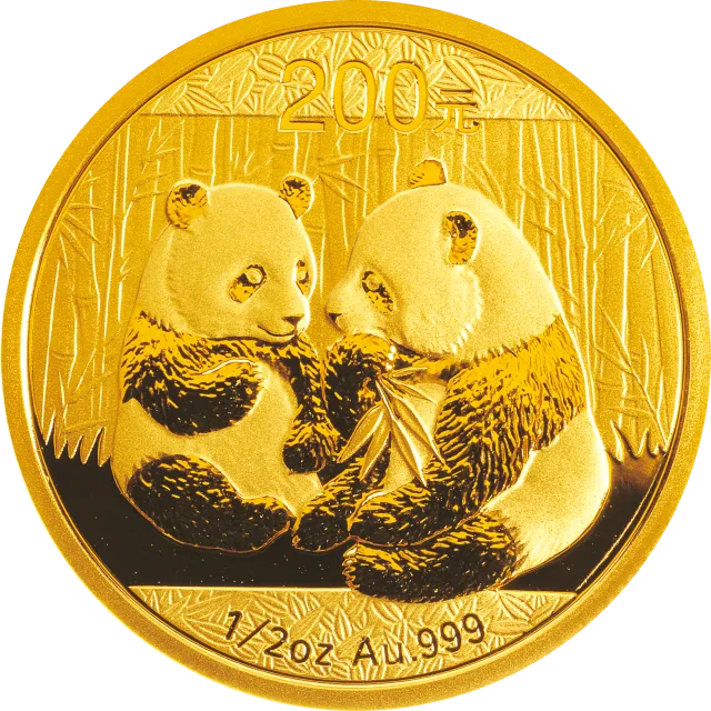 2009版熊猫金银纪念币1/2盎司金质纪念币 正面图