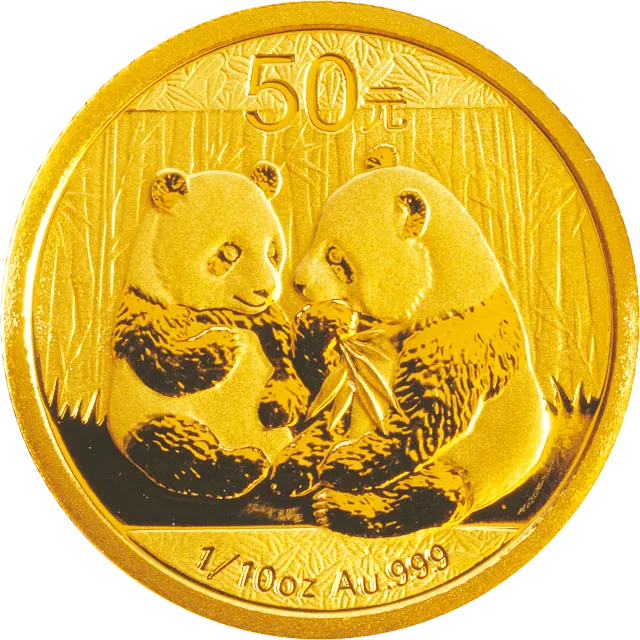 2009版熊猫金银纪念币1/10盎司金质纪念币 正面图
