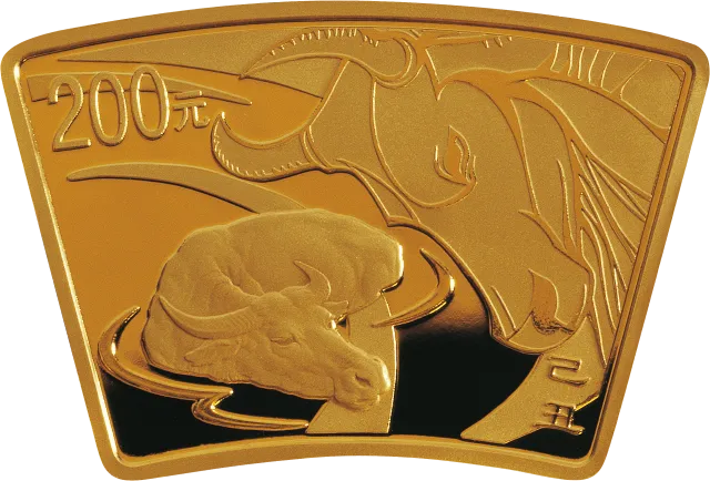 2009中国己丑(牛)年1/2盎司扇形纪念金币 正面图