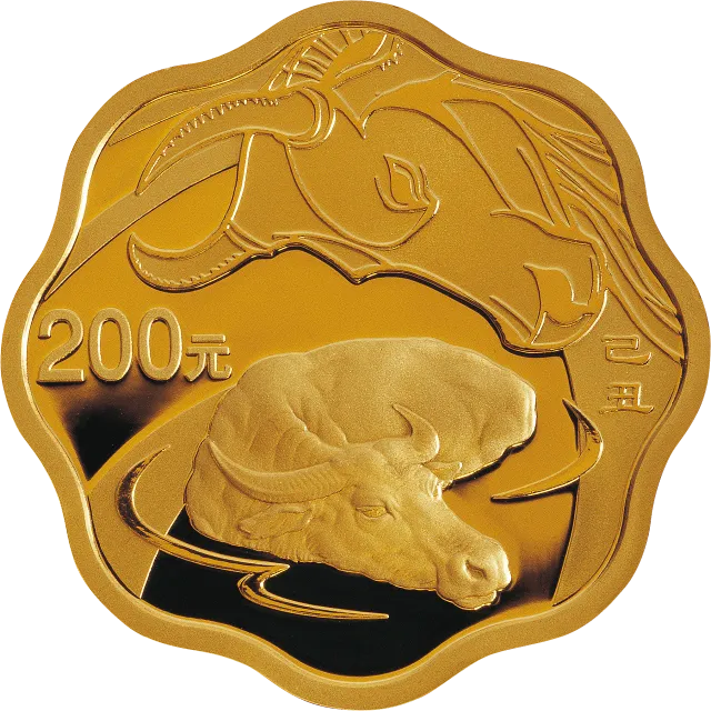 2009中国己丑(牛)年1/2盎司梅花形纪念金币 正面图
