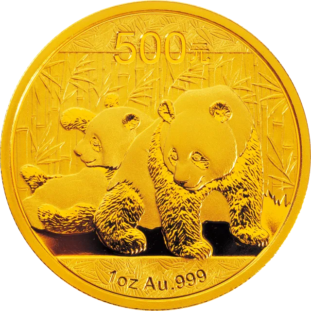 2010版熊猫金银纪念币1盎司金质纪念币 正面图
