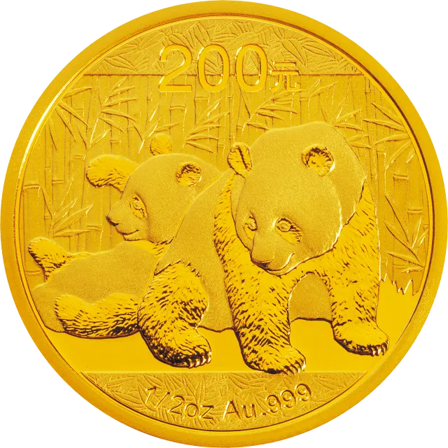 2010版熊猫金银纪念币1/2盎司金质纪念币 正面图