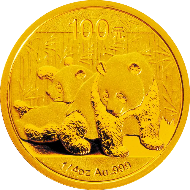 2010版熊猫金银纪念币1/4盎司金质纪念币 正面图