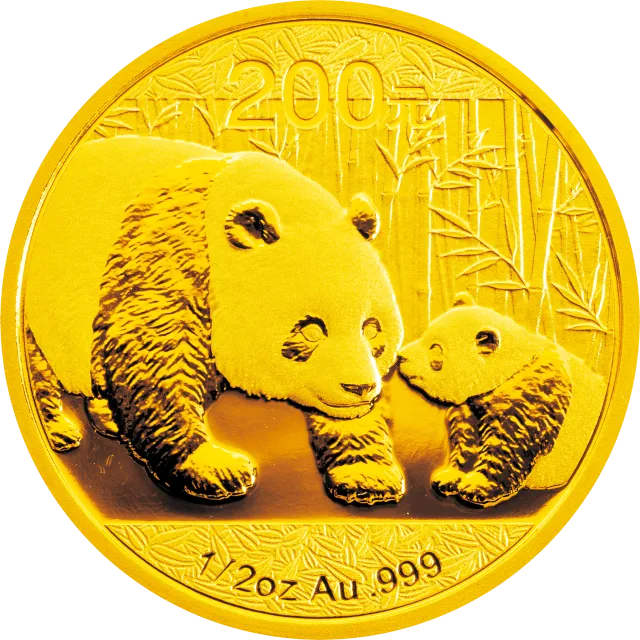2011版熊猫金银纪念币1/2盎司圆形金质纪念币 正面图