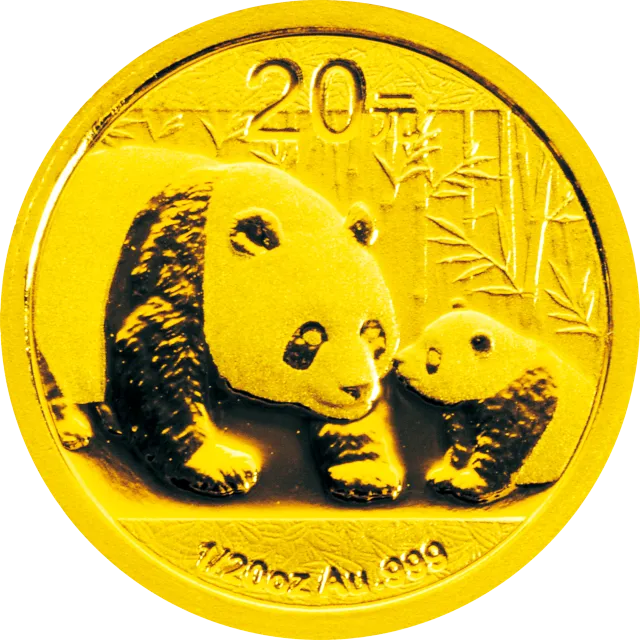 2011版熊猫金银纪念币1/20盎司圆形金质纪念币 正面图