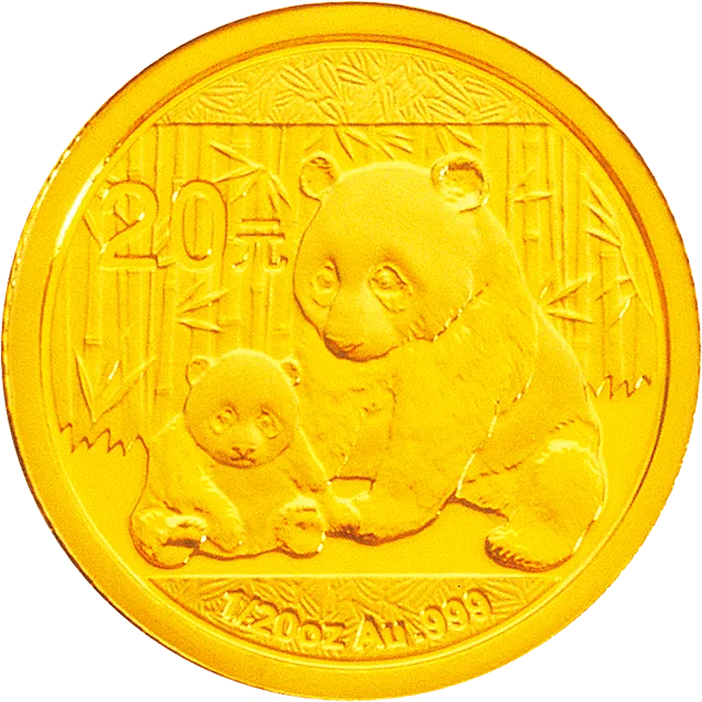2012版熊猫金银纪念币1/20盎司圆形金质纪念币 正面图