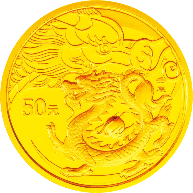 2012中国壬辰（龙）年金银纪念币1/10盎司圆形金质纪念币 正面图