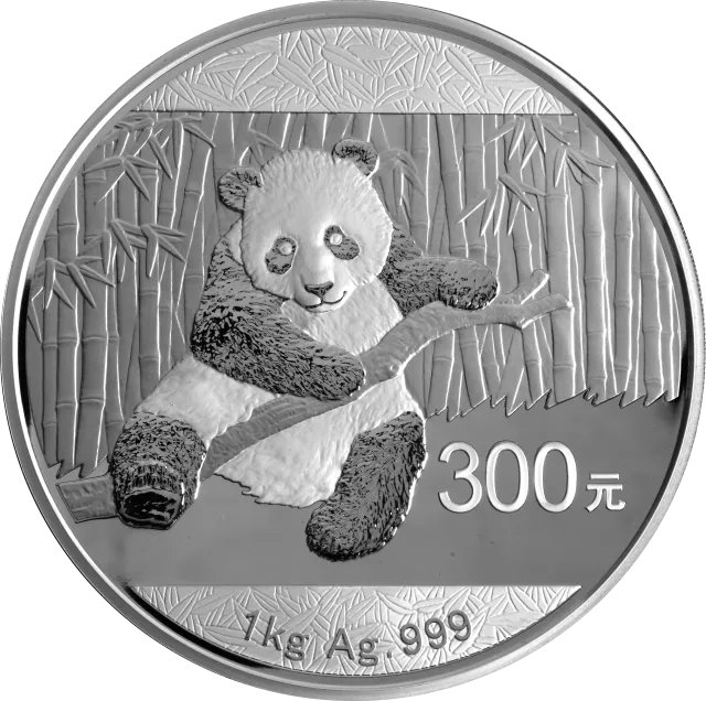 2014版熊猫金银纪念币1公斤圆形银质纪念币 正面图