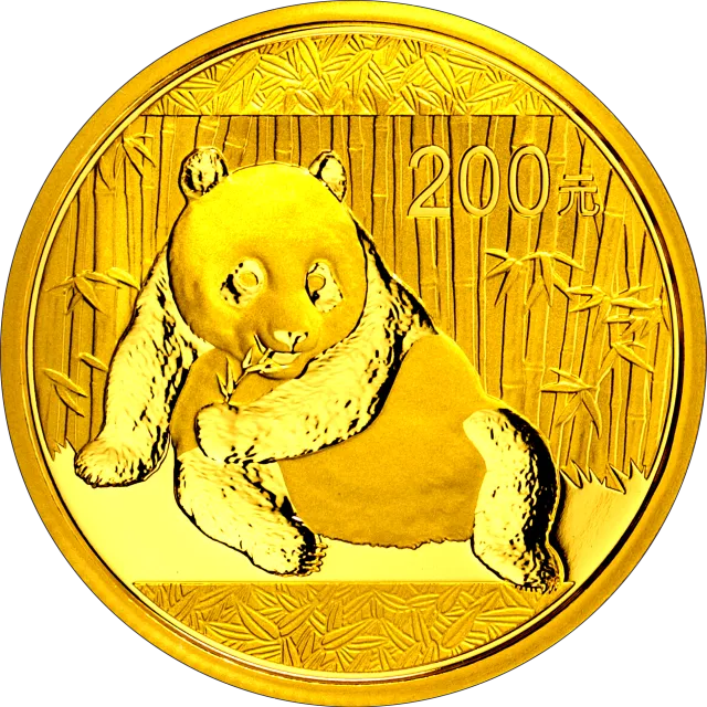 2015版熊猫金银纪念币15.552克(1/2盎司)圆形金质纪念币 正面图