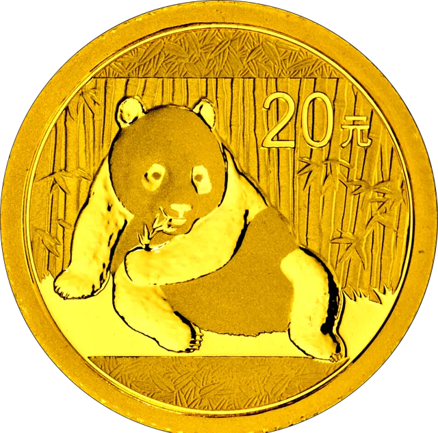 2015版熊猫金银纪念币1.555克(1/20盎司)圆形金质纪念币 正面图