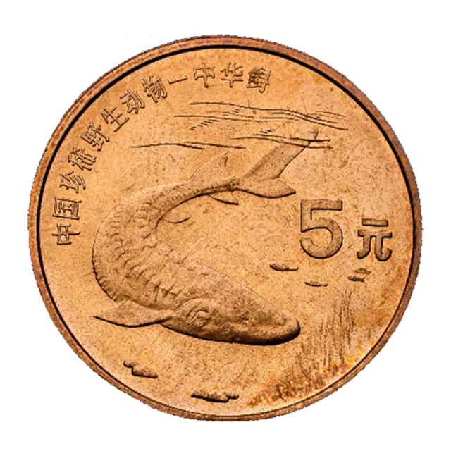 中国珍稀野生动物——中华鲟普通纪念币 正面图