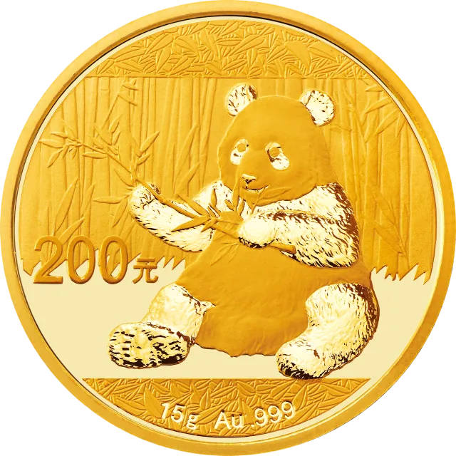 2017版熊猫金银纪念币15克圆形金质纪念币 正面图