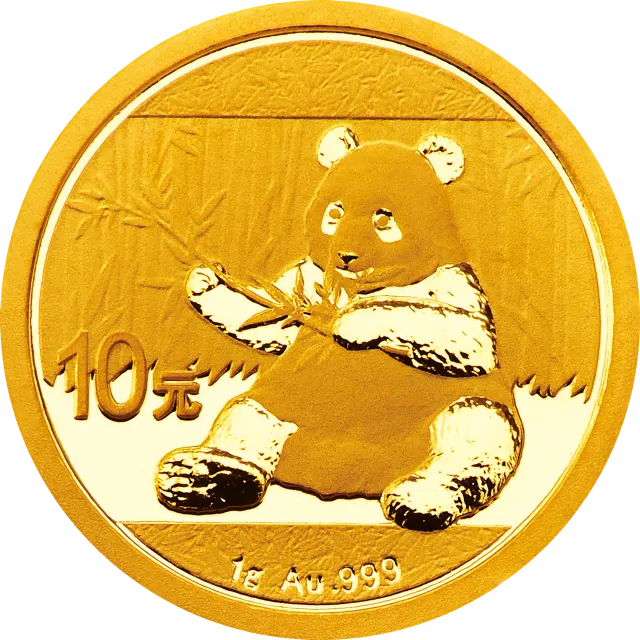 2017版熊猫金银纪念币1克圆形金质纪念币 正面图