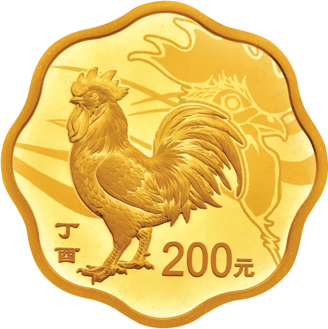 2017中国丁酉(鸡)年金银纪念币15克梅花形金质纪念币 正面图
