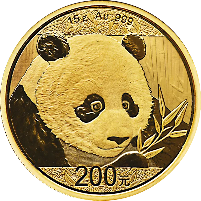 2018版熊猫金银纪念币15克圆形金质纪念币 正面图