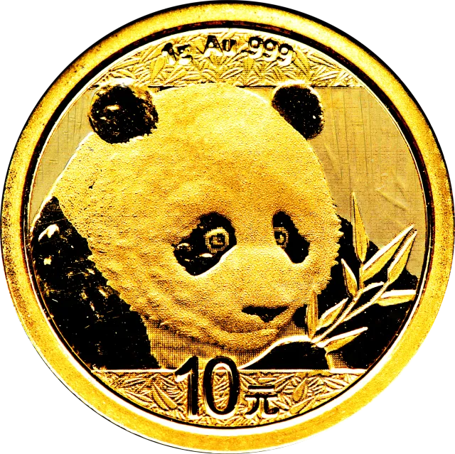 2018版熊猫金银纪念币1克圆形金质纪念币 正面图